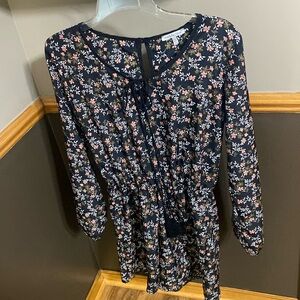 Charlotte Russe black, dusty rose, white & green floral romper size Small